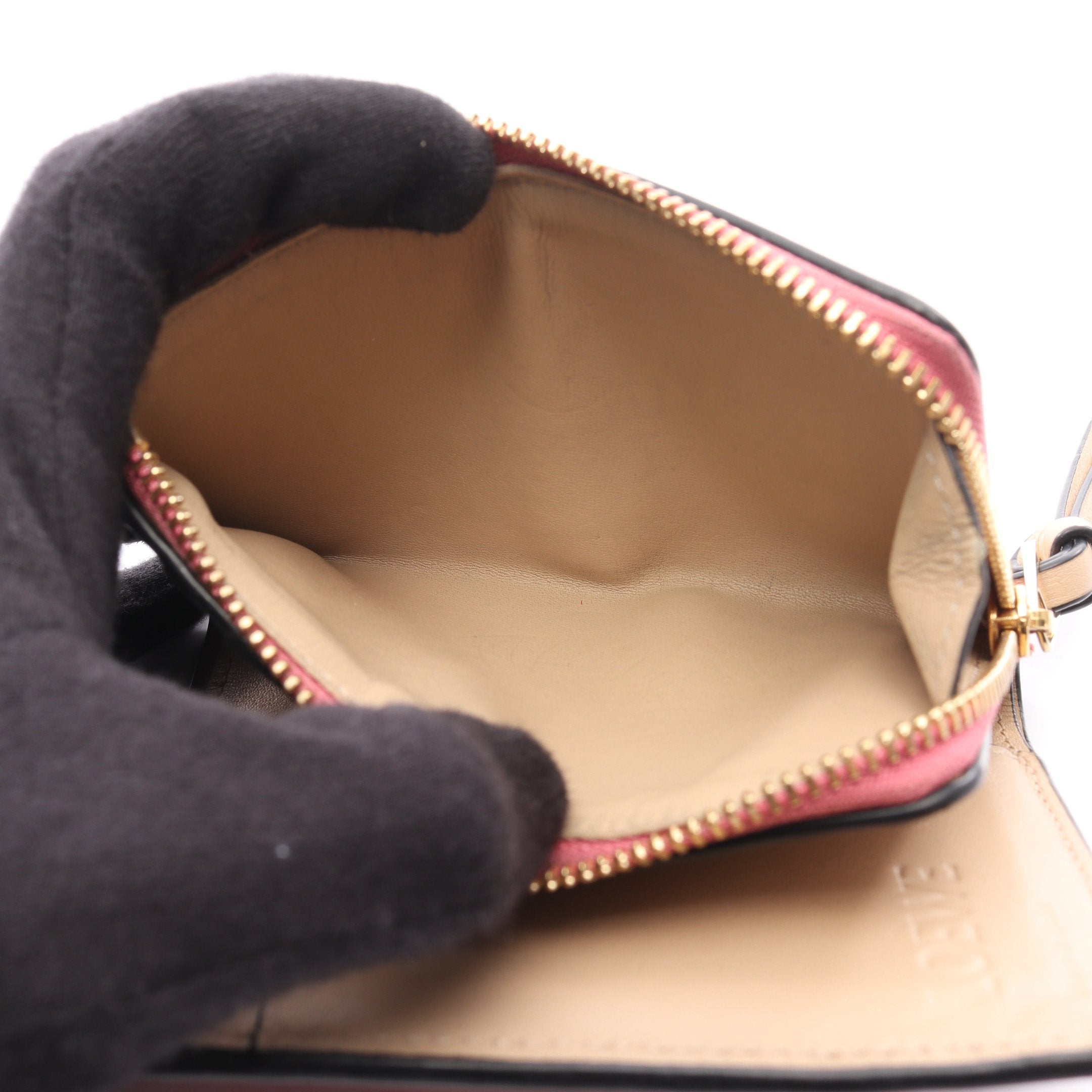 LOEWE ダークブラウン 二つ折り財布 スリム ジップ バイフォールド 