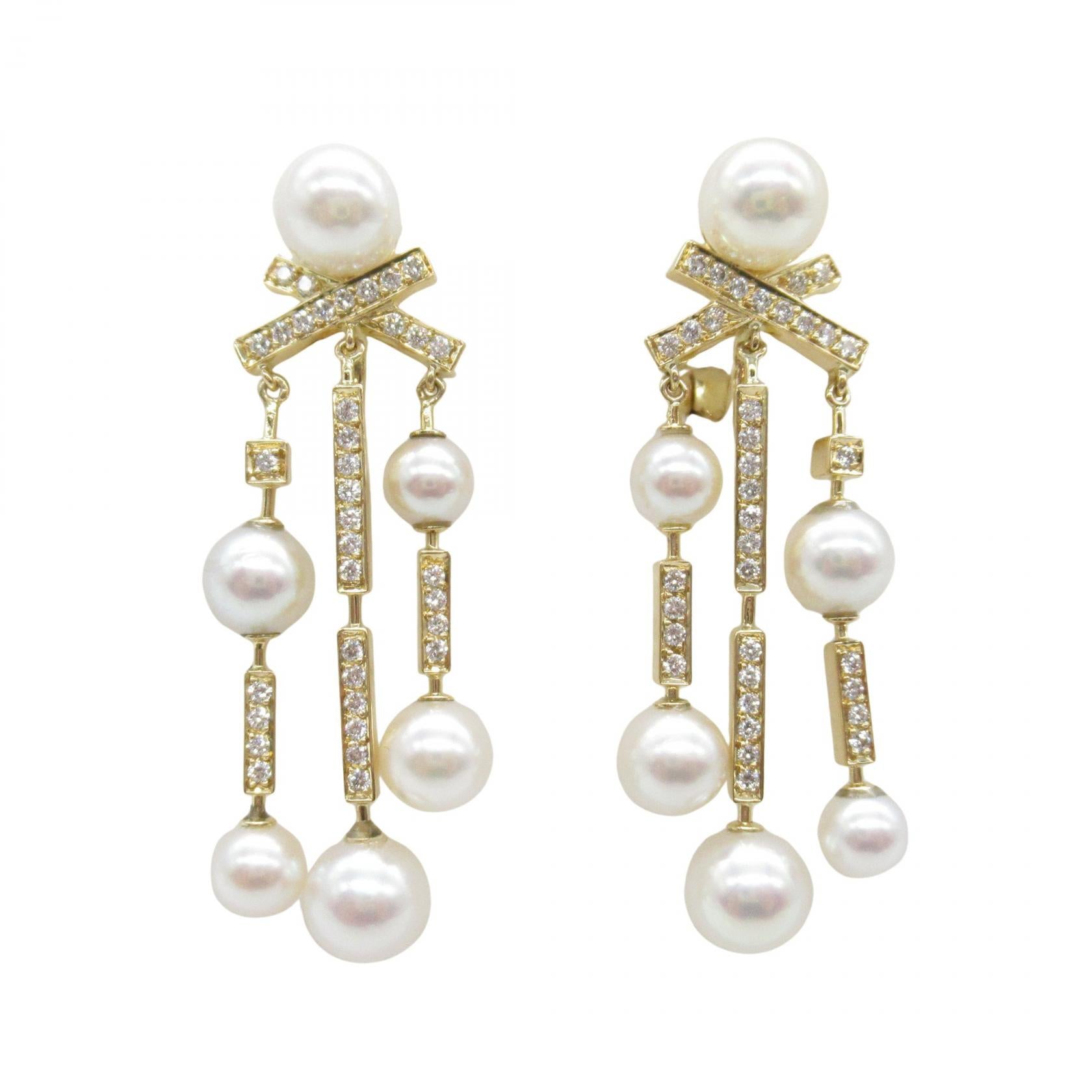パール ダイヤ ピアス ピアス K18YG パール ダイヤモンド イエローゴールド ホワイト クリア シャネル アクセサリー CHANEL