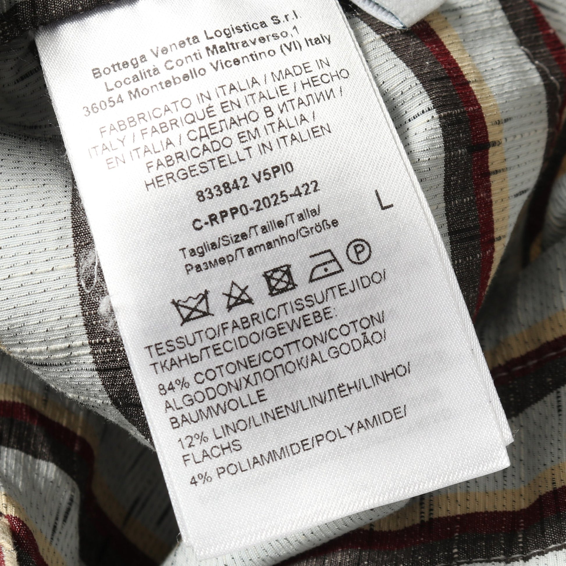 ハーフ パンツ ストライプ コットン リネン ライトグレー マルチカラー ボッテガヴェネタ ボトムス BOTTEGA VENETA