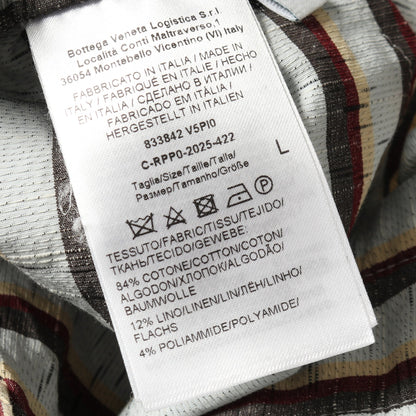 ハーフ パンツ ストライプ コットン リネン ライトグレー マルチカラー ボッテガヴェネタ ボトムス BOTTEGA VENETA