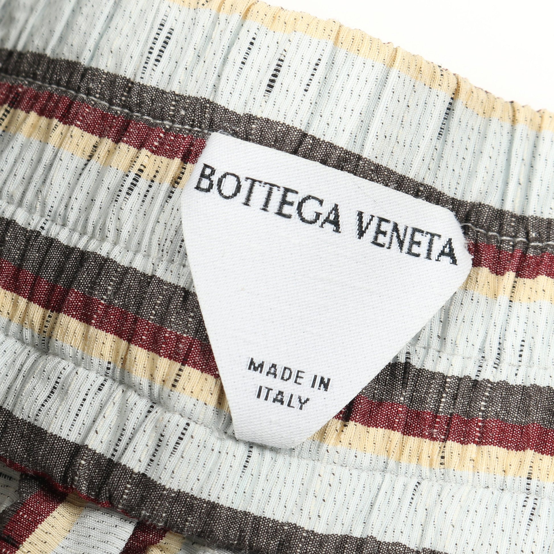 ハーフ パンツ ストライプ コットン リネン ライトグレー マルチカラー ボッテガヴェネタ ボトムス BOTTEGA VENETA