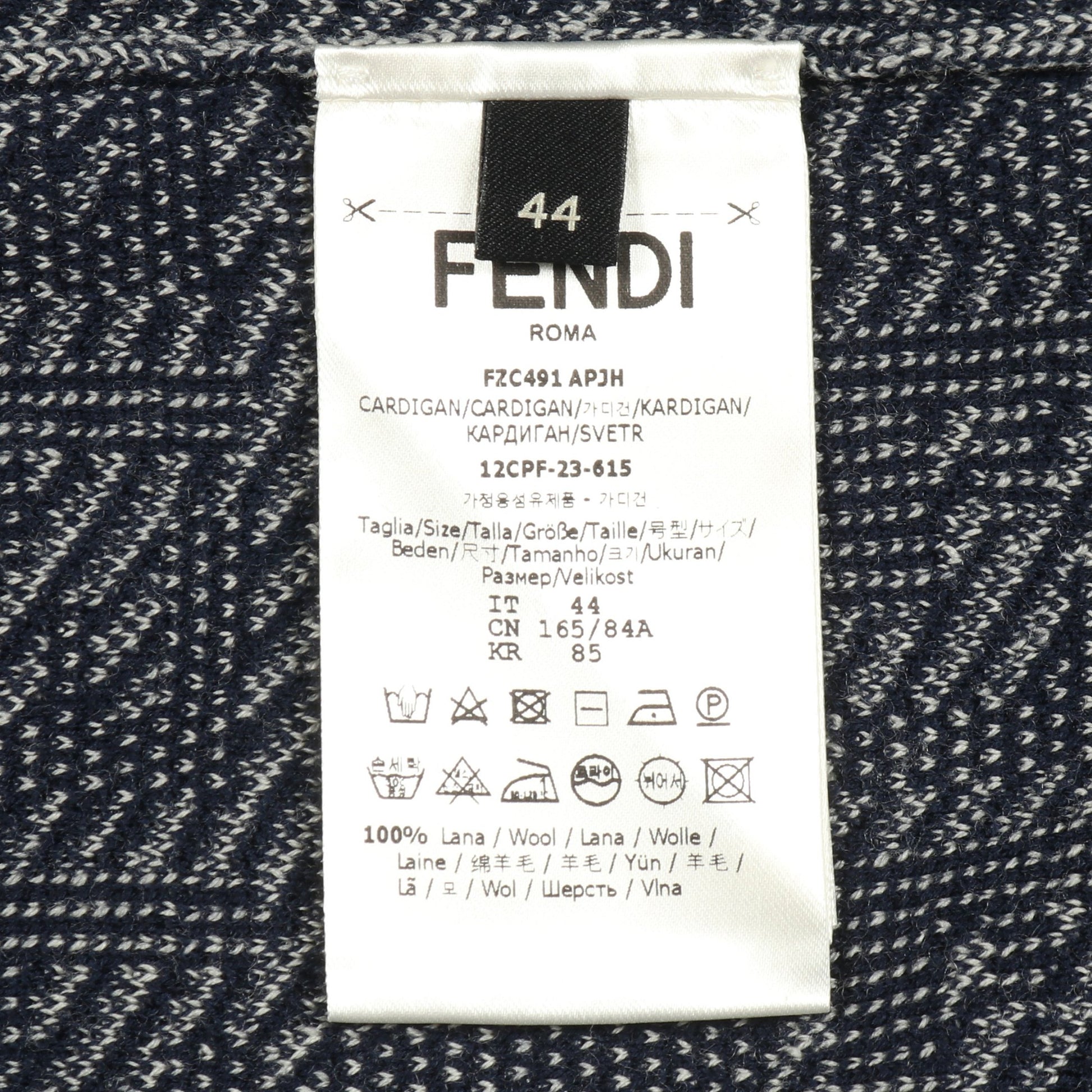 FFロゴ カーディガン Vネック ウール ネイビー フェンディ トップス FENDI