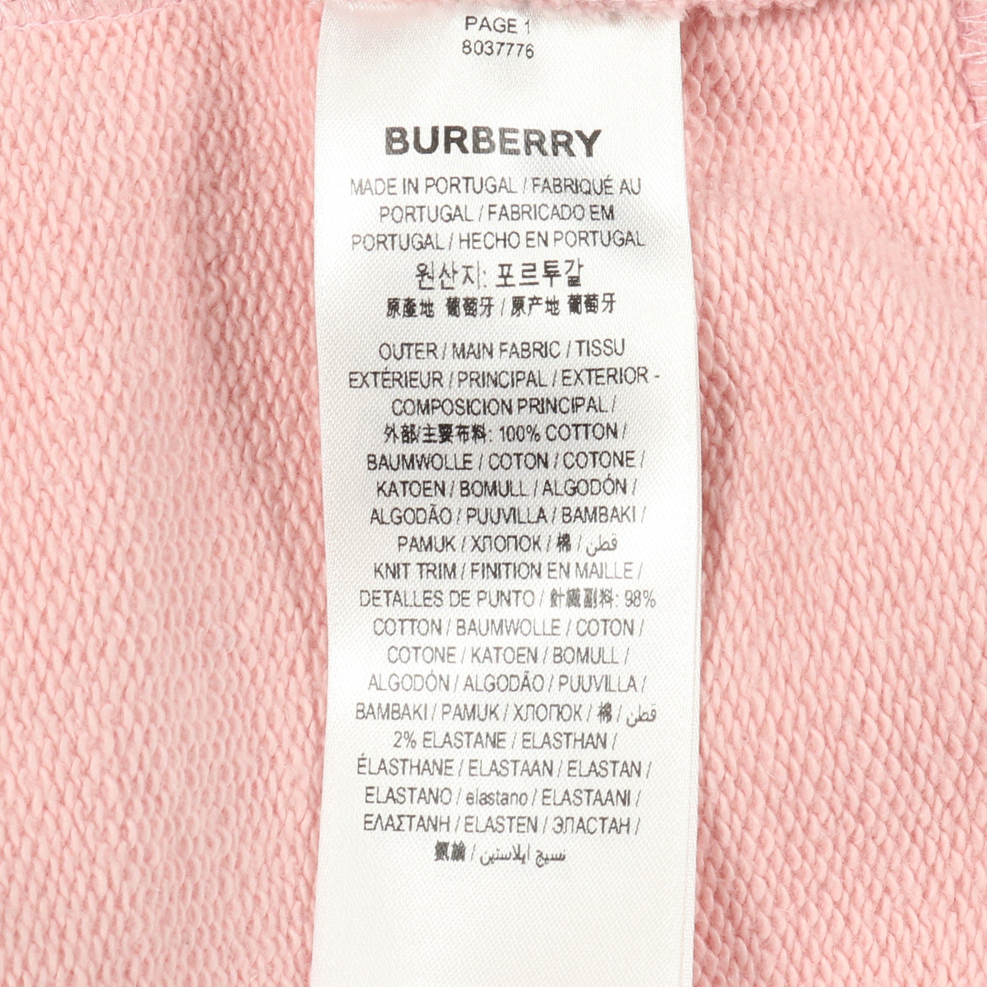 バンビプリント プルオーバーパーカー コットン ピンク バーバリー トップス BURBERRY