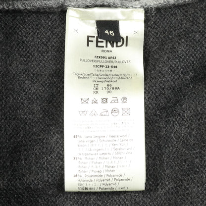 FF柄 ニット クルーネック ウール モヘヤ グレー ライトグレー フェンディ トップス FENDI