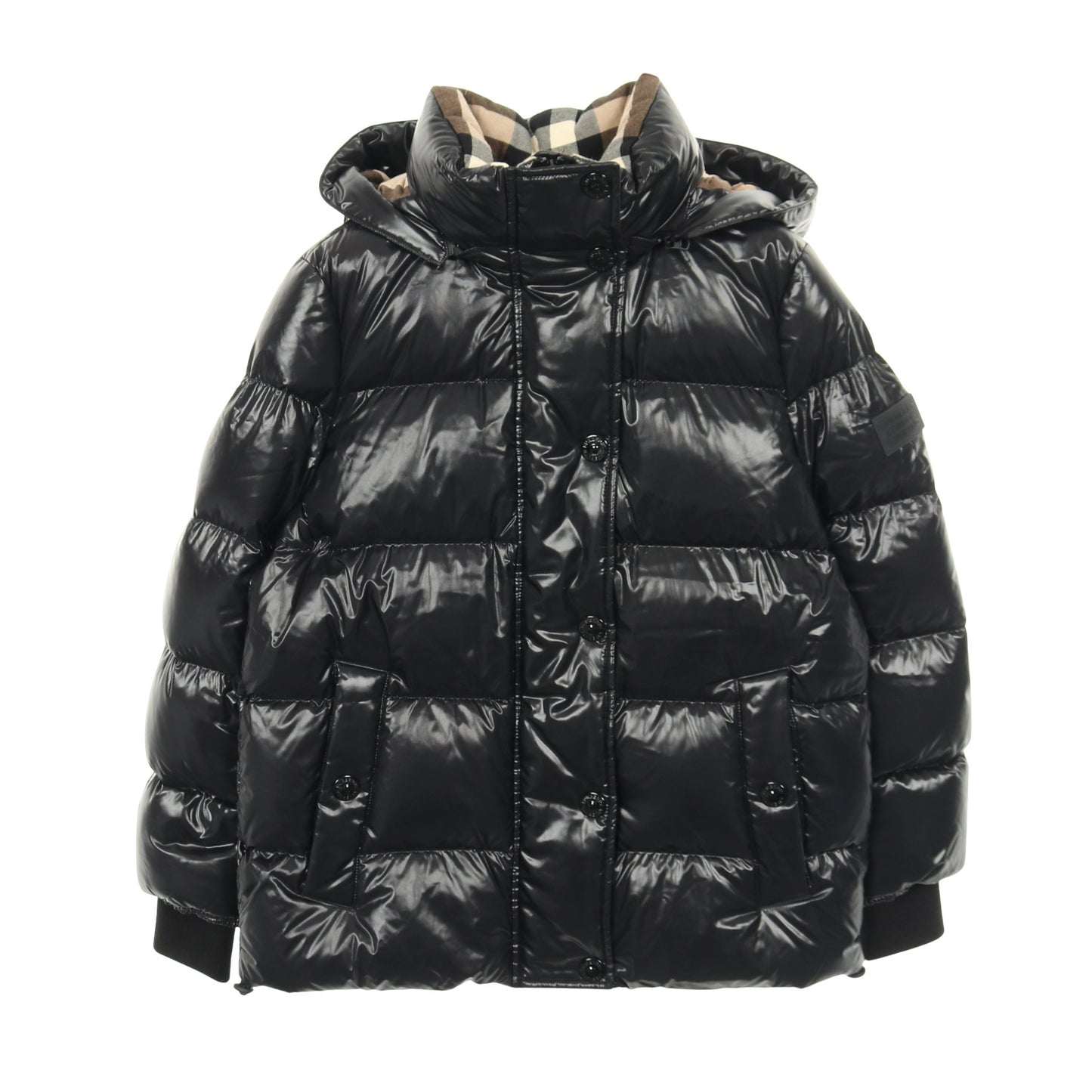 デタッチャブル ロゴアップリケ ダウンジャケット ナイロン ブラック バーバリー アウター BURBERRY