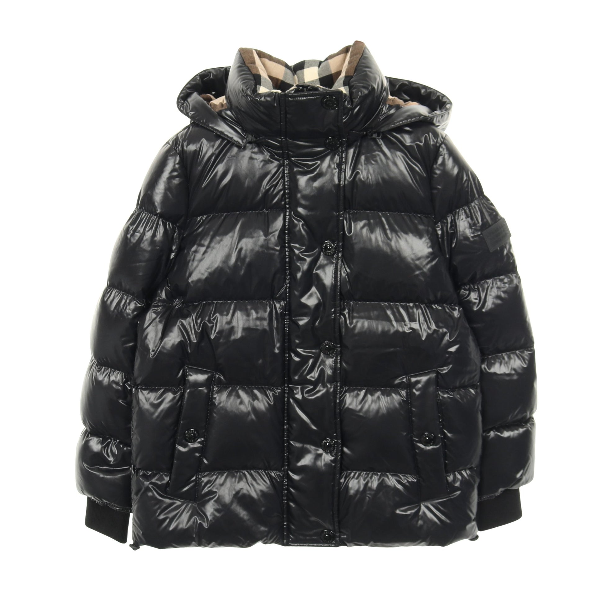 デタッチャブル ロゴアップリケ ダウンジャケット ナイロン ブラック バーバリー アウター BURBERRY