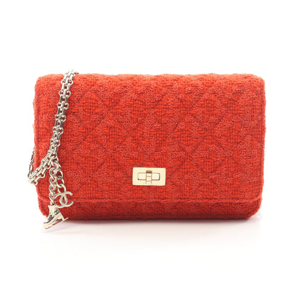 2.55 マトラッセ チェーンウォレット ツイード オレンジレッド ゴールド金具 シャネル バッグ CHANEL