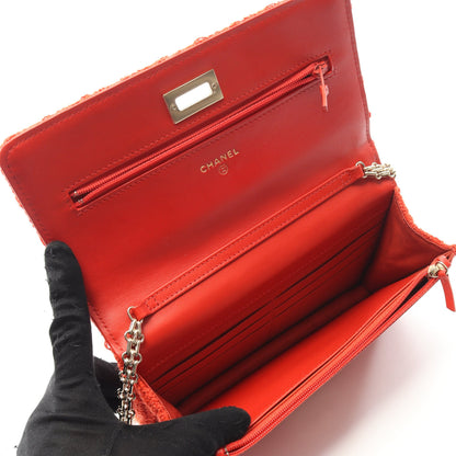 2.55 マトラッセ チェーンウォレット ツイード オレンジレッド ゴールド金具 シャネル バッグ CHANEL