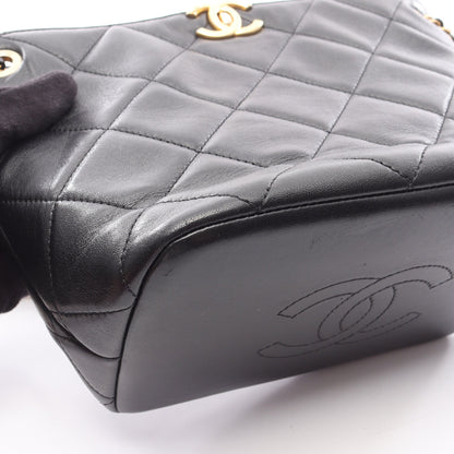 マトラッセ スモール ホーボー チェーンショルダーバッグ ラムスキン ブラック ゴールド金具 シャネル バッグ CHANEL