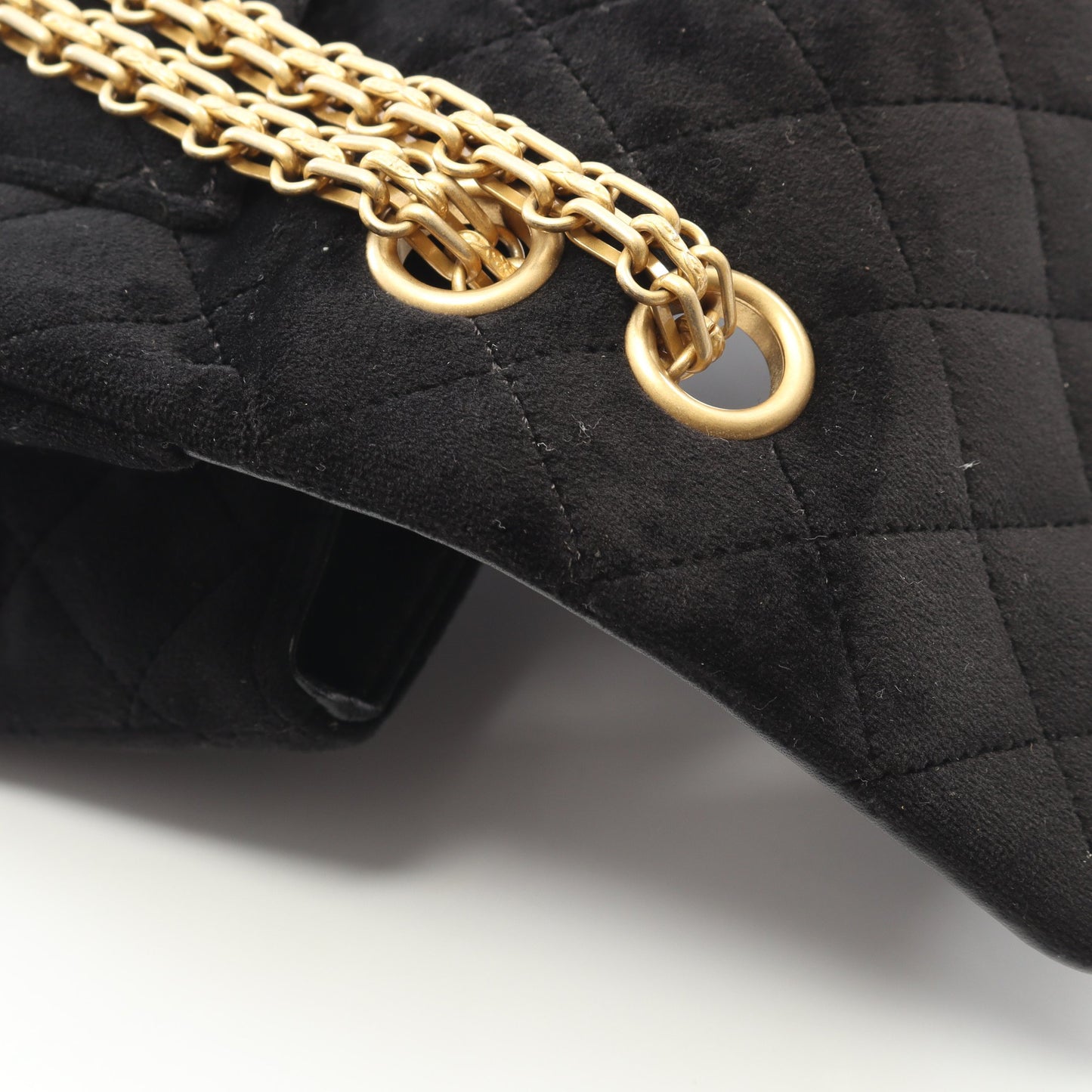 2.55 Wチェーンショルダーバッグ ベロア ブラック ゴールド金具 シャネル バッグ CHANEL