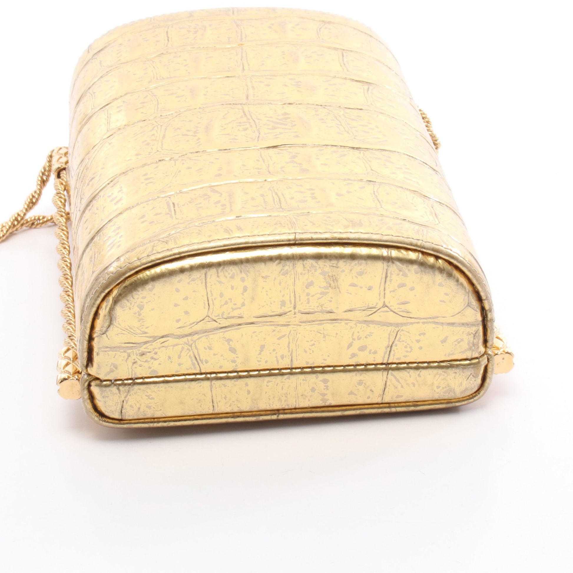 ココマーク チェーンショルダーバッグ レザー ゴールド ゴールド金具 クロコ型押し シャネル バッグ CHANEL