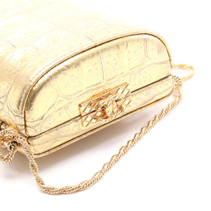 ココマーク チェーンショルダーバッグ レザー ゴールド ゴールド金具 クロコ型押し シャネル バッグ CHANEL