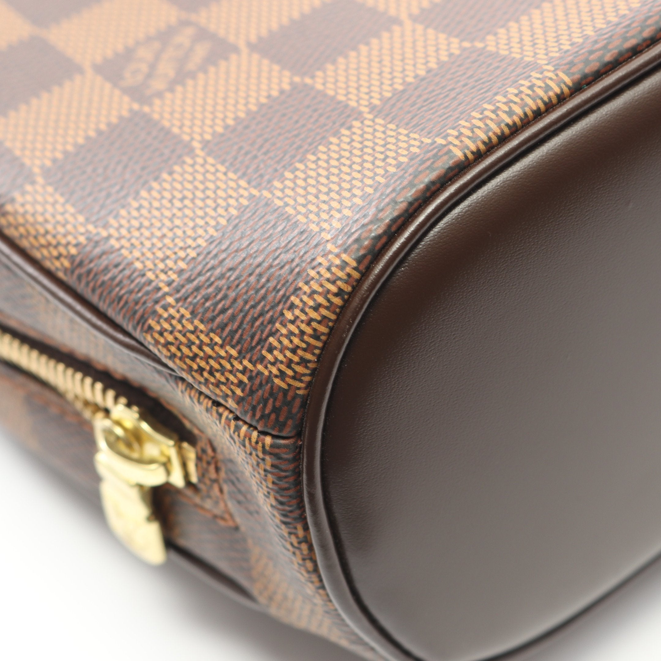 サリア ミニ ダミエエベヌ ハンドバッグ PVC レザー ブラウン ルイ