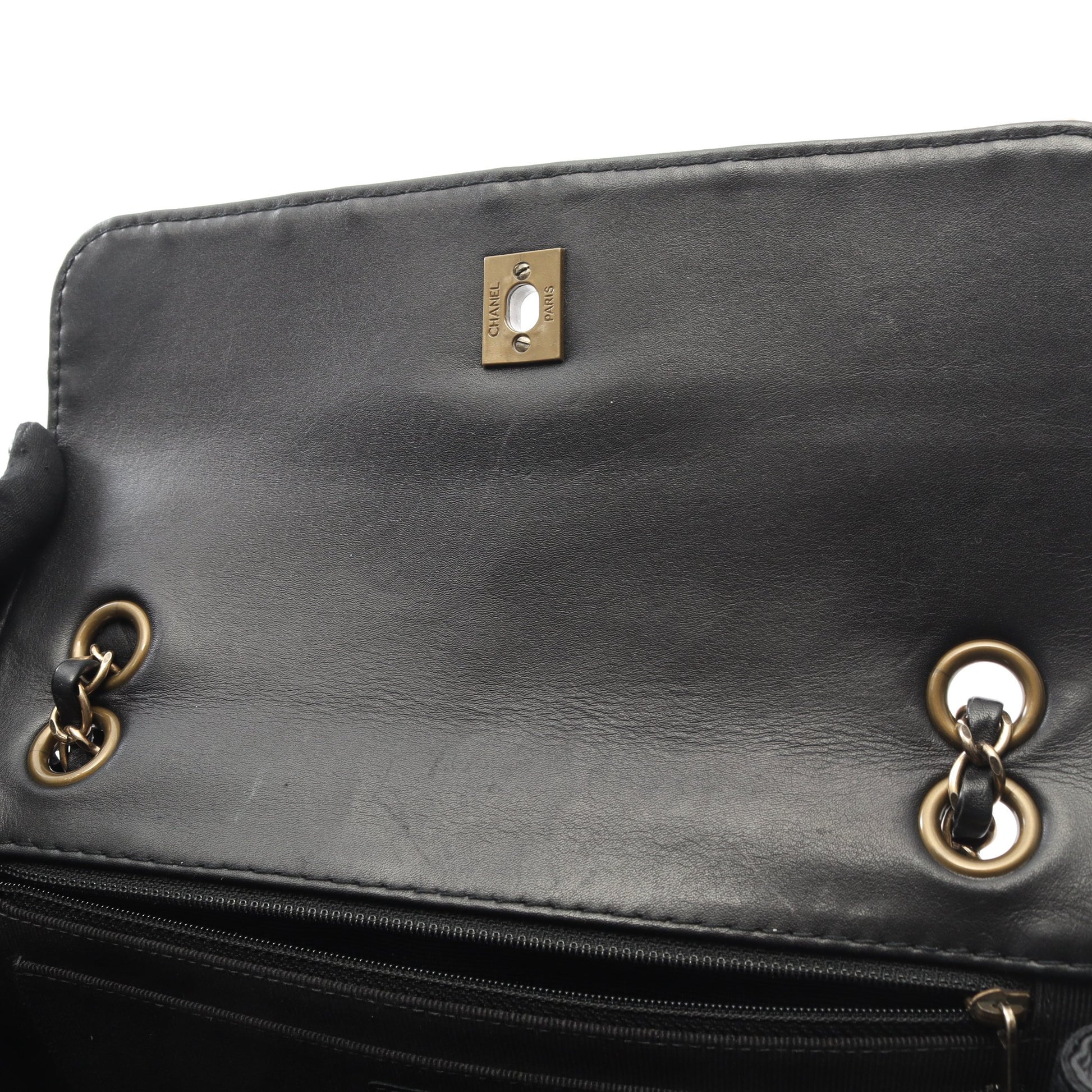 ワイルドステッチ Wチェーンショルダーバッグ レザー ブラック ゴールド金具 シャネル バッグ CHANEL