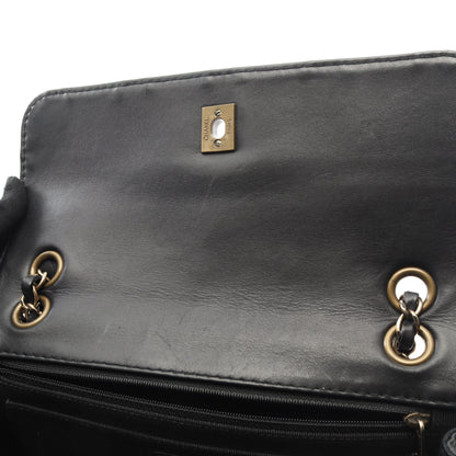 ワイルドステッチ Wチェーンショルダーバッグ レザー ブラック ゴールド金具 シャネル バッグ CHANEL