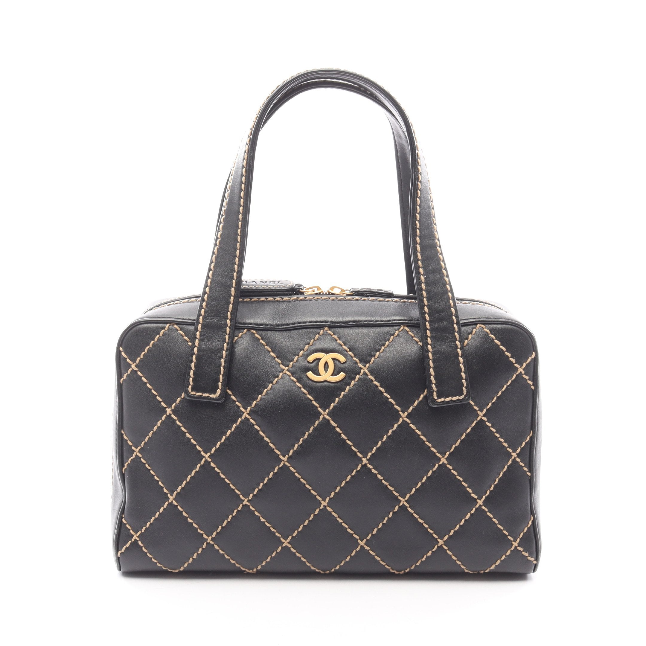 ワイルドステッチ ハンドバッグ ミニボストンバッグ レザー ブラック