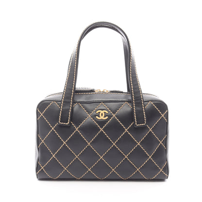 ワイルドステッチ ハンドバッグ ミニボストンバッグ レザー ブラック ゴールド金具 シャネル バッグ CHANEL