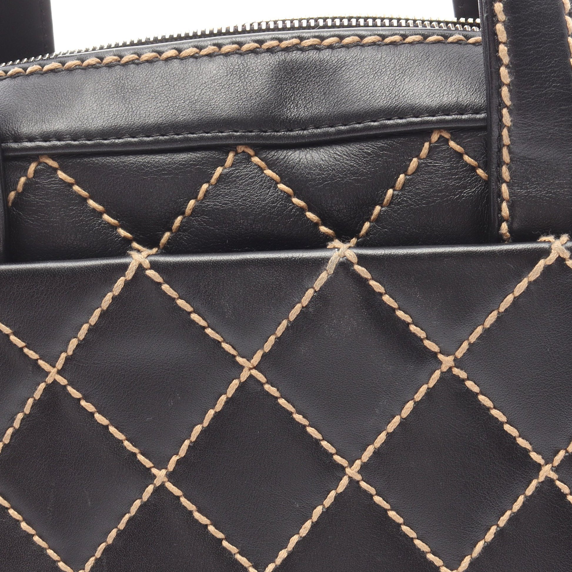 ワイルドステッチ ハンドバッグ ミニボストンバッグ レザー ブラック ゴールド金具 シャネル バッグ CHANEL