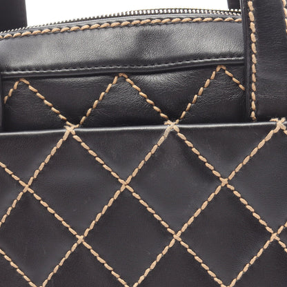 ワイルドステッチ ハンドバッグ ミニボストンバッグ レザー ブラック ゴールド金具 シャネル バッグ CHANEL