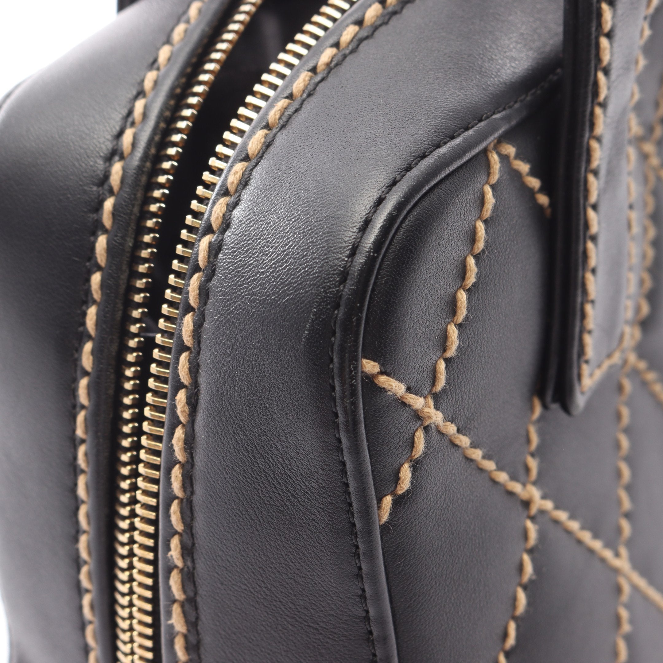 ワイルドステッチ ハンドバッグ ミニボストンバッグ レザー ブラック