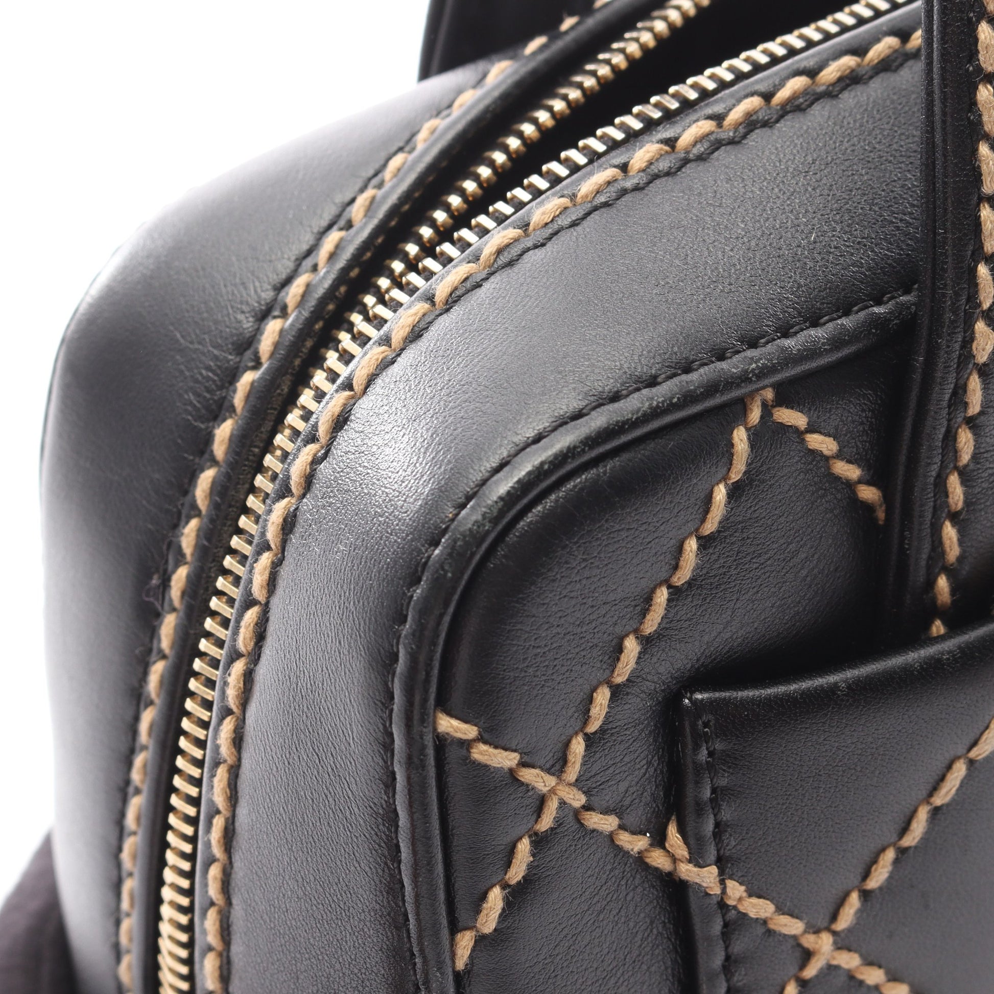 ワイルドステッチ ハンドバッグ ミニボストンバッグ レザー ブラック ゴールド金具 シャネル バッグ CHANEL