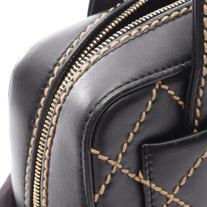 ワイルドステッチ ハンドバッグ ミニボストンバッグ レザー ブラック ゴールド金具 シャネル バッグ CHANEL