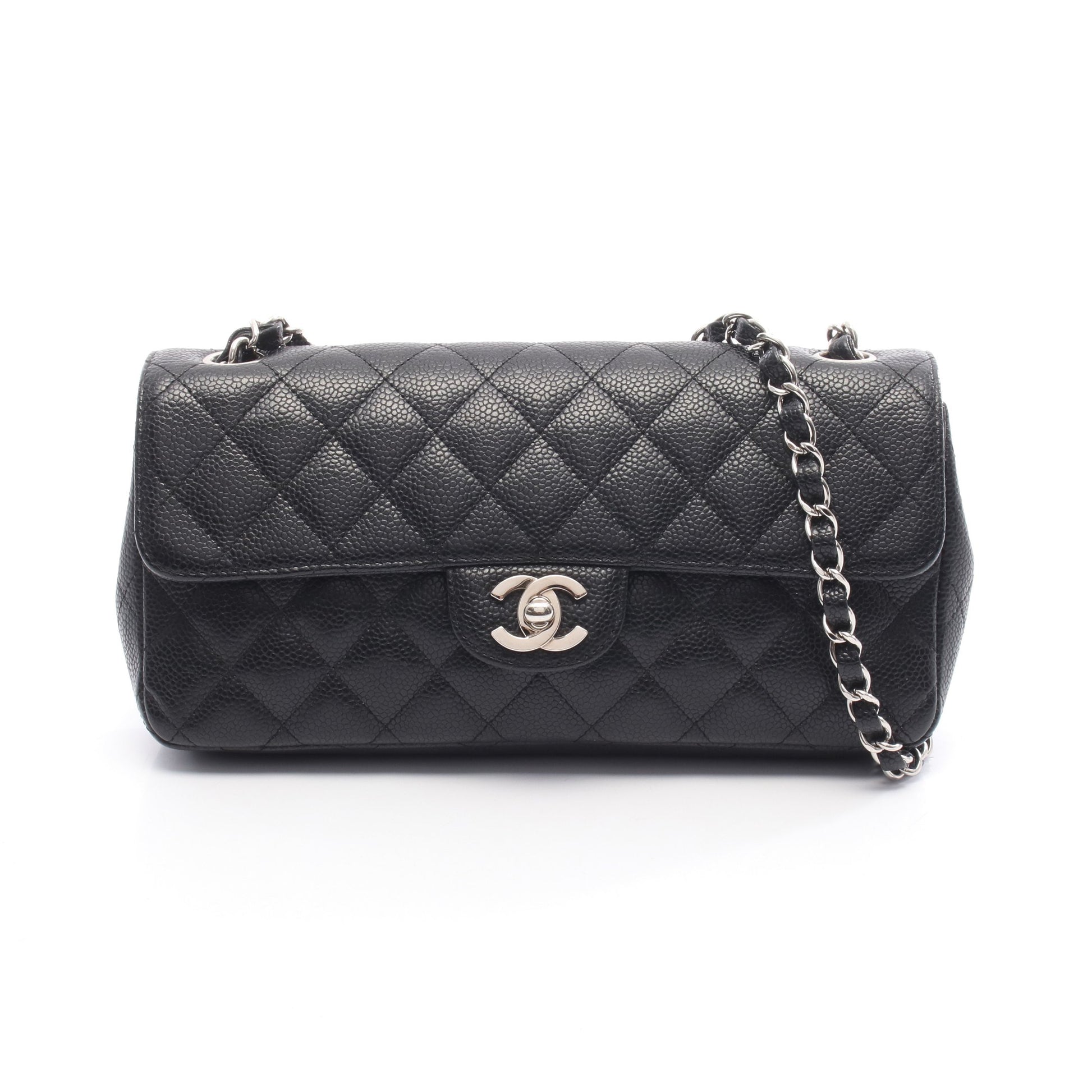 マトラッセ イーストウエスト チェーンショルダーバッグ キャビアスキン ブラック シルバー金具 シャネル バッグ CHANEL