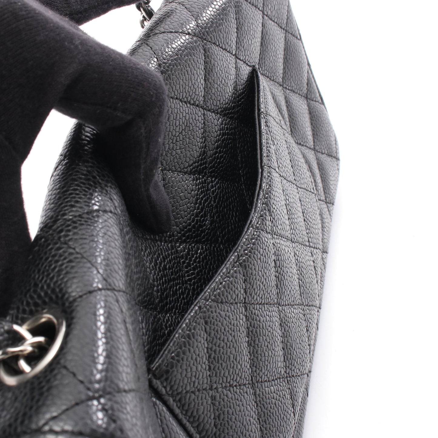 マトラッセ イーストウエスト チェーンショルダーバッグ キャビアスキン ブラック シルバー金具 シャネル バッグ CHANEL