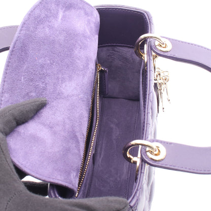 LADY DIOR MY ABCDIOR レディディオール スモール カナージュ ハンドバッグ レザー ダークパープル 2WAY クリスチャンディオール バッグ Christian Dior