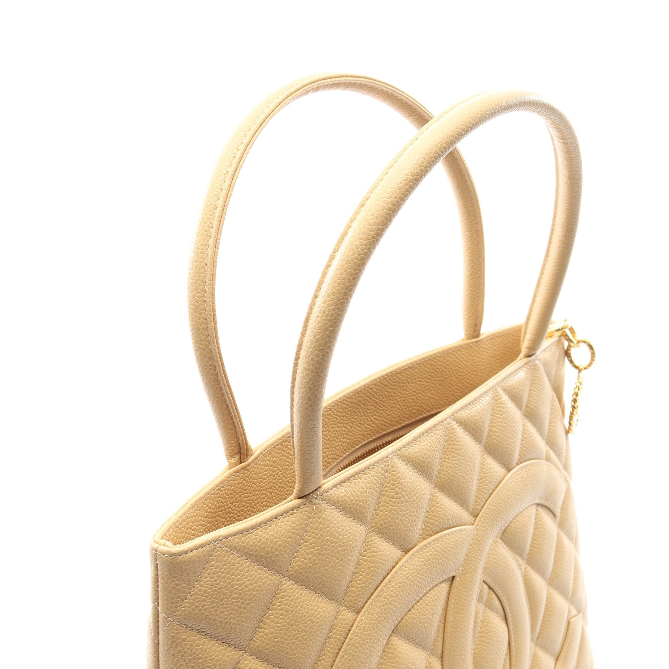 復刻トート ハンドバッグ トートバッグ キャビアスキン ベージュ