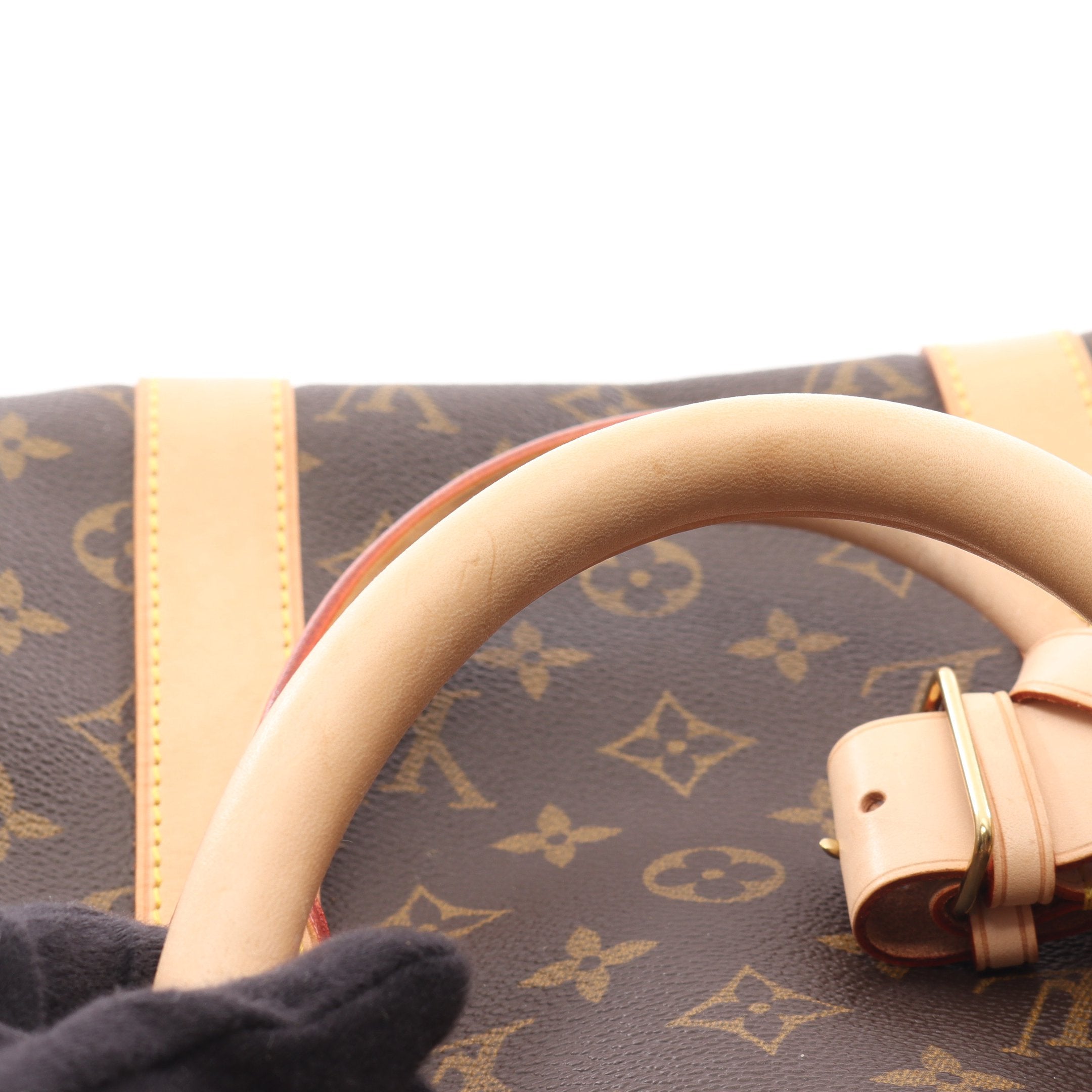 キーポル50 モノグラム ボストンバッグ PVC レザー ブラウン ルイ