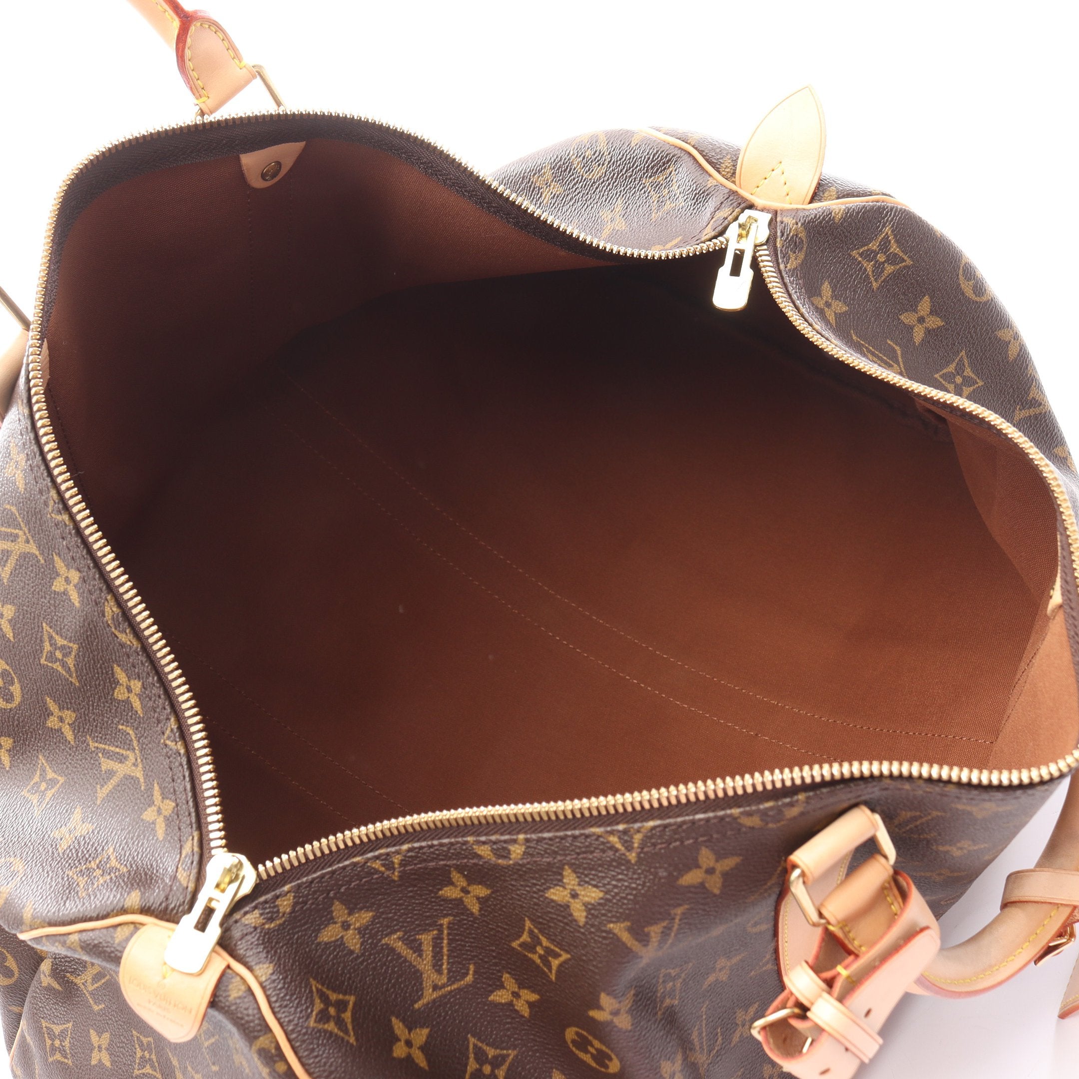 キーポル50 モノグラム ボストンバッグ PVC レザー ブラウン ルイ