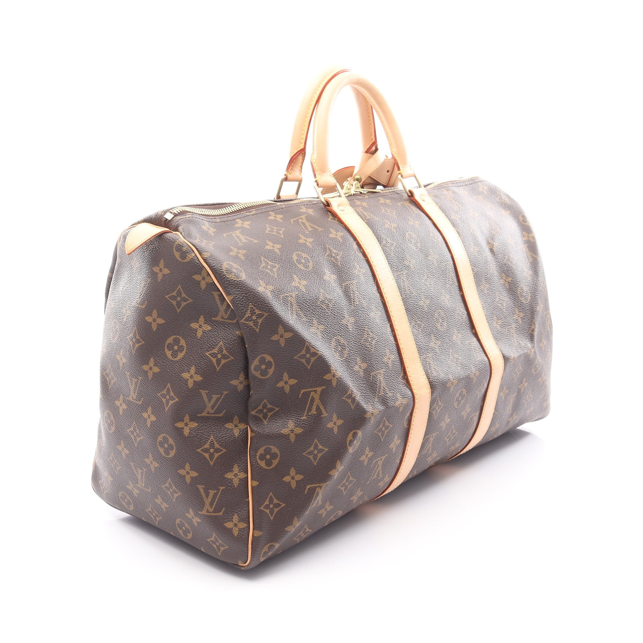 キーポル50 モノグラム ボストンバッグ PVC レザー ブラウン ルイ