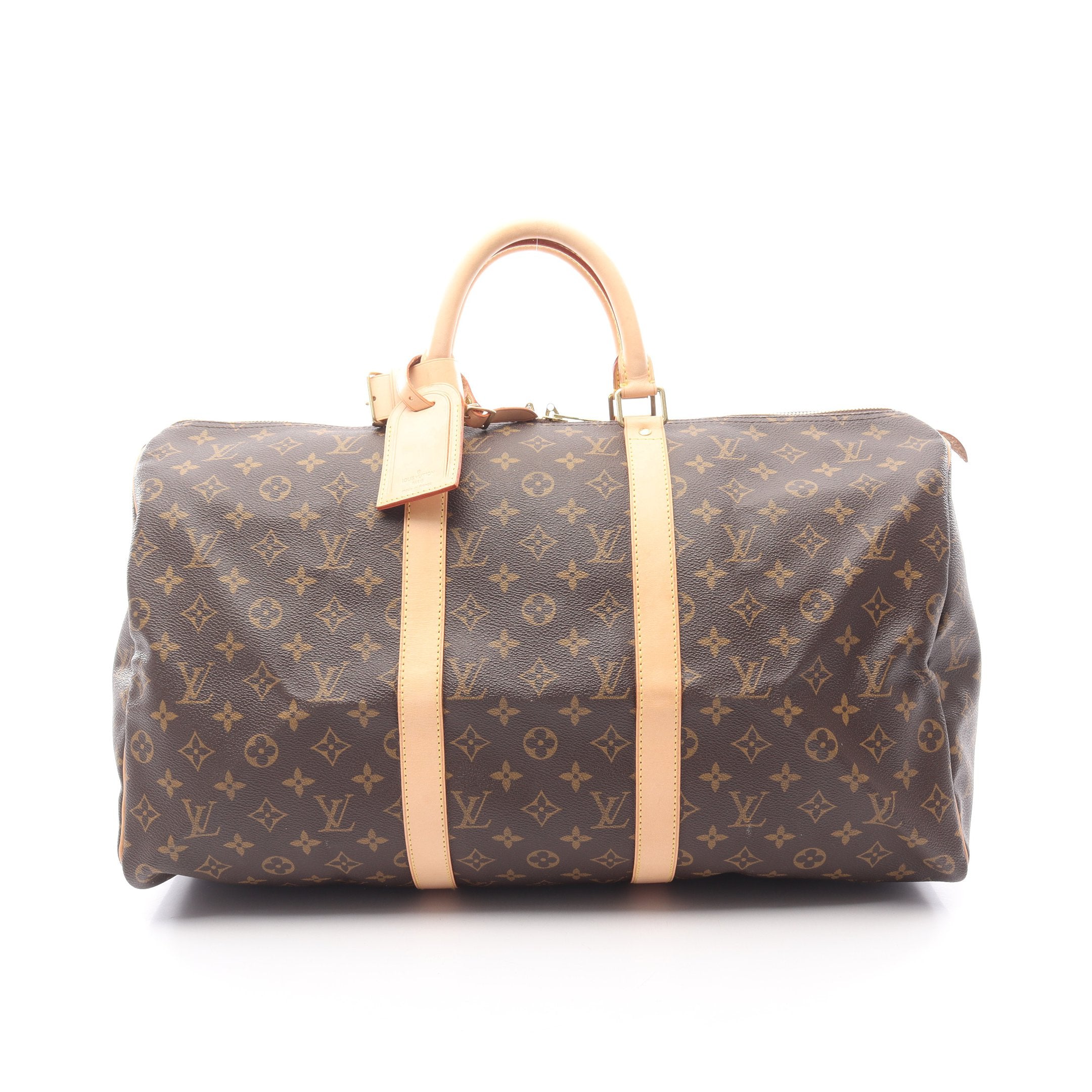 極美品 ルイヴィトン キーポル50 2way PVC モノグラム ボストンバッグ キーポル50 モノグラム ボストンバッグ PVC レザー ブラウン ルイ