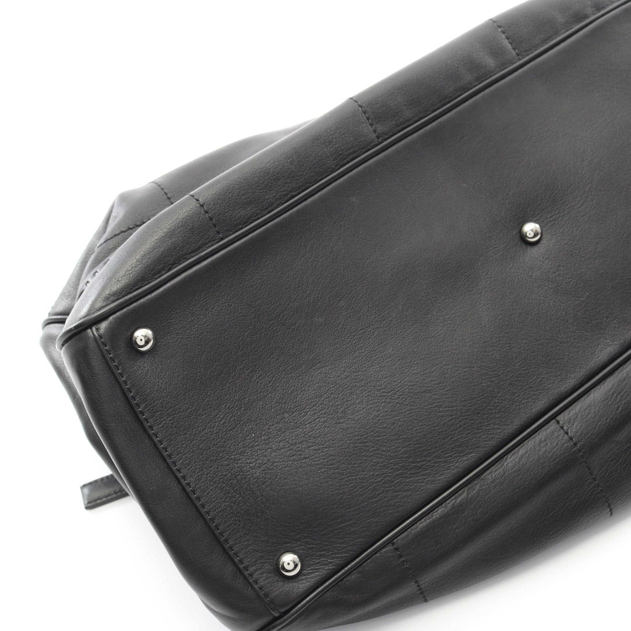 チョコバー ボストンバッグ ラムスキン ブラック シルバー金具