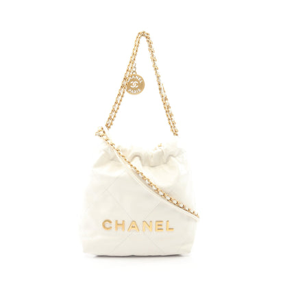 CHANEL 22 ミニ チェーンショルダーバッグ レザー ホワイト ゴールド金具 2WAY シャネル バッグ CHANEL