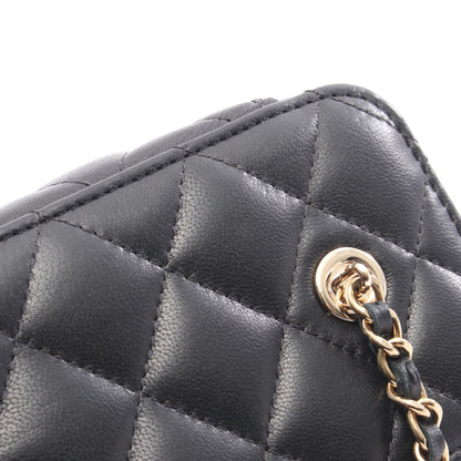 マトラッセ スモールバニティ チェーンショルダーバッグ ラムスキン ブラック ゴールド金具 シャネル バッグ CHANEL