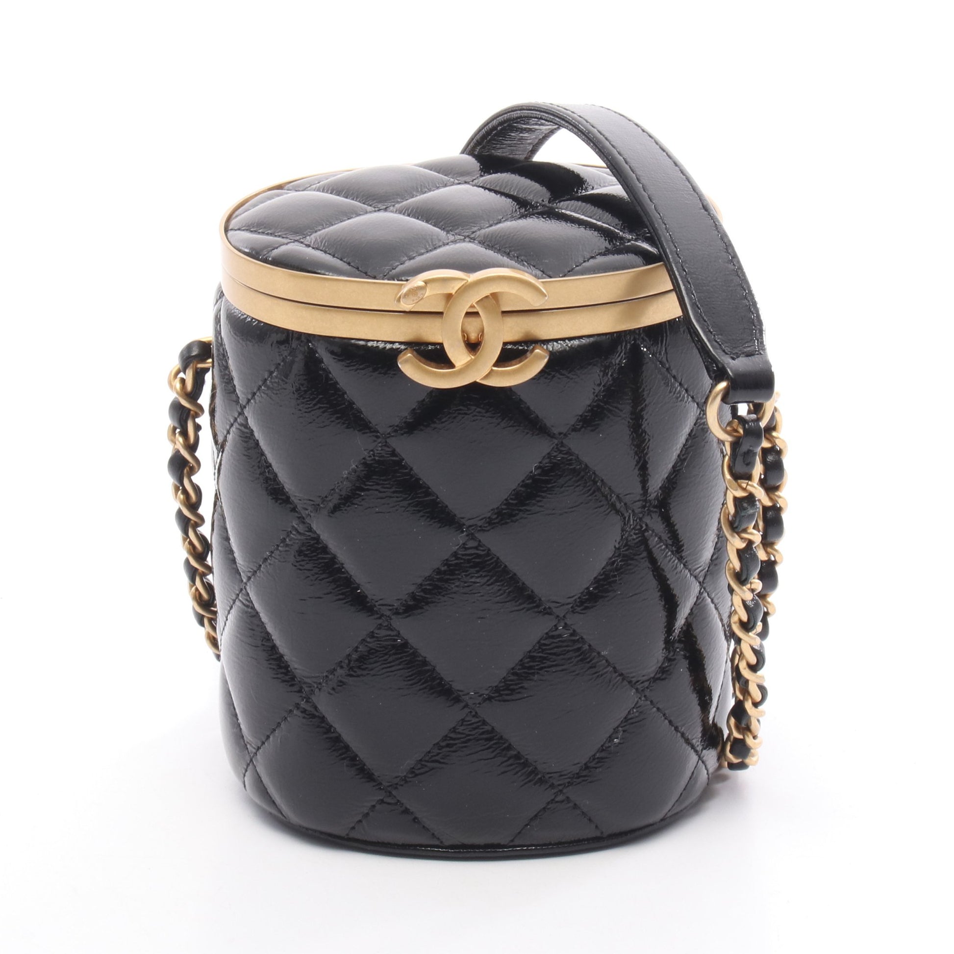 マトラッセ バニティ チェーンショルダーバッグ レザー ブラック ゴールド金具 シャネル バッグ CHANEL