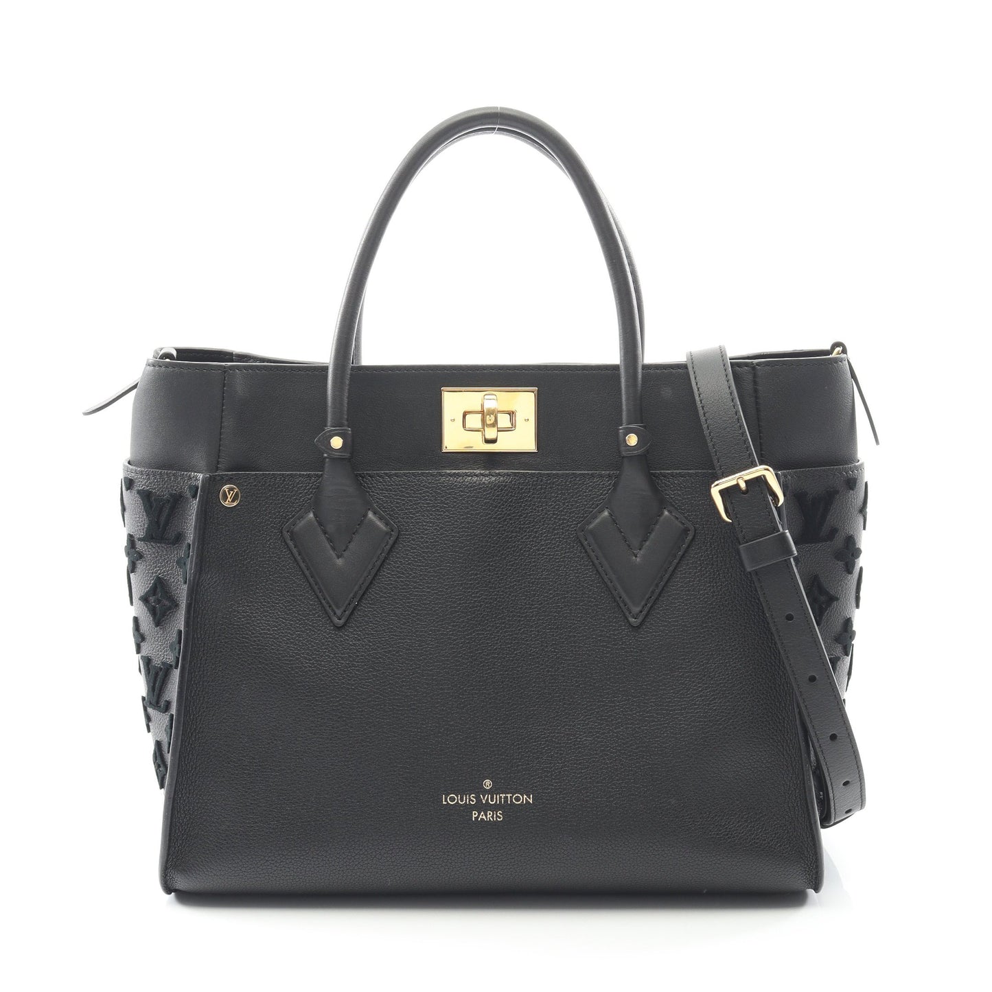 オンマイサイドMM モノグラムタフタージュ ノワール ハンドバッグ レザー ブラック 2WAY ルイヴィトン バッグ LOUIS VUITTON