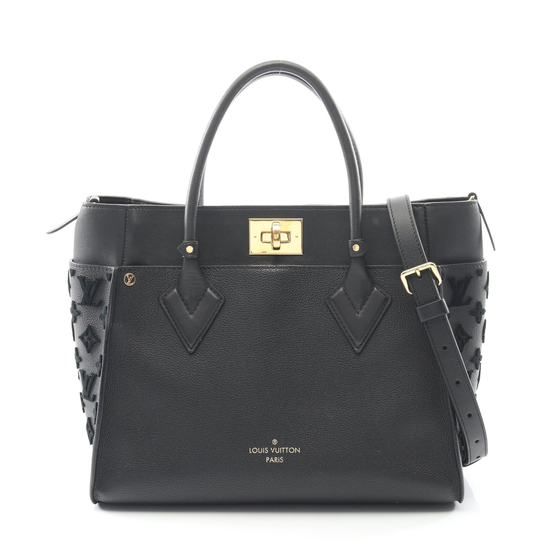 オンマイサイドMM モノグラムタフタージュ ノワール ハンドバッグ レザー ブラック 2WAY ルイヴィトン バッグ LOUIS VUITTON