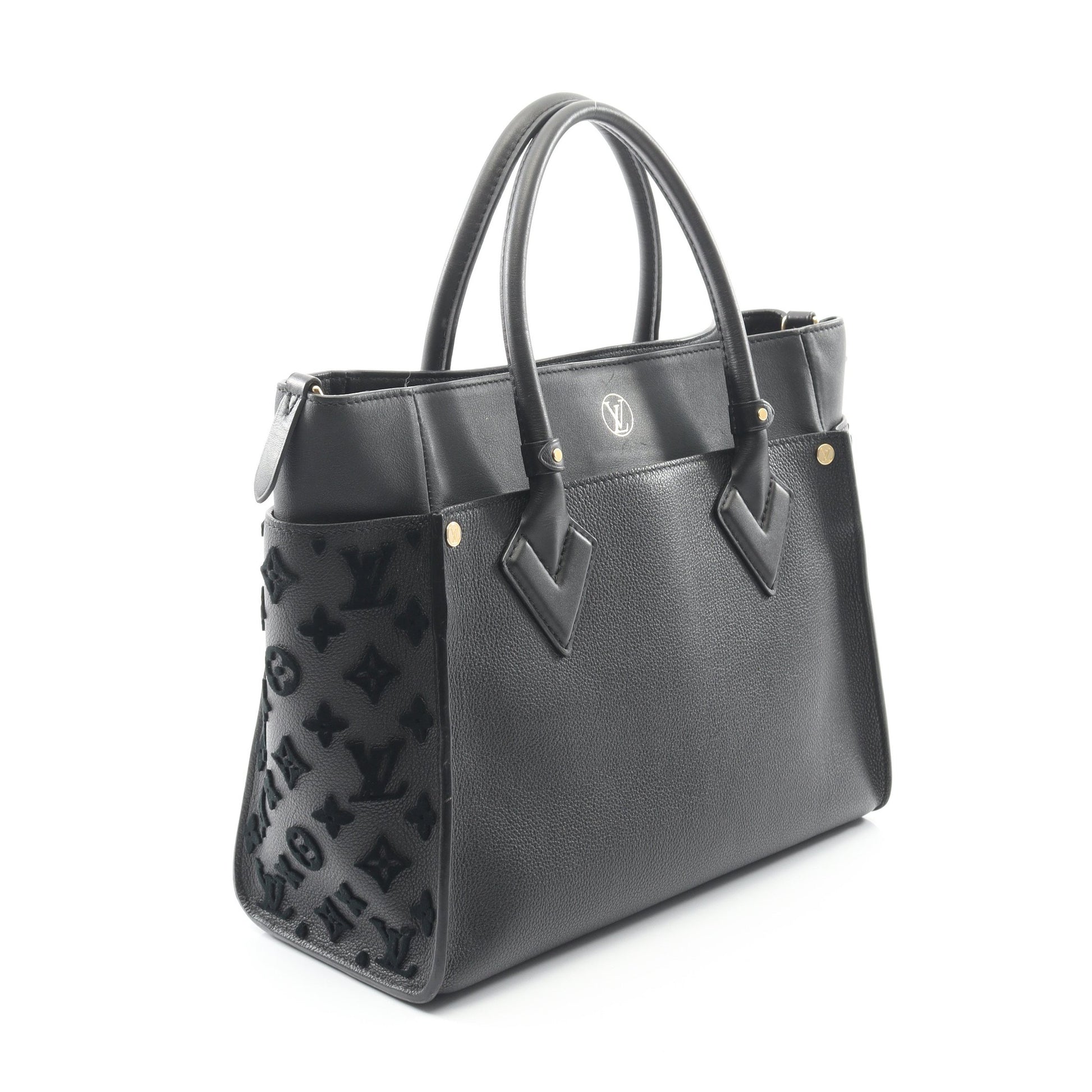 オンマイサイドMM モノグラムタフタージュ ノワール ハンドバッグ レザー ブラック 2WAY ルイヴィトン バッグ LOUIS VUITTON