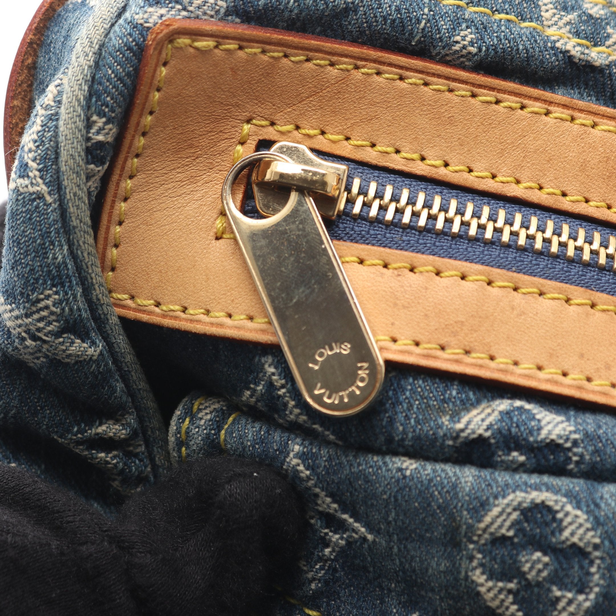 ネオスピーディ モノグラムデニム ハンドバッグ デニム レザー ブルー