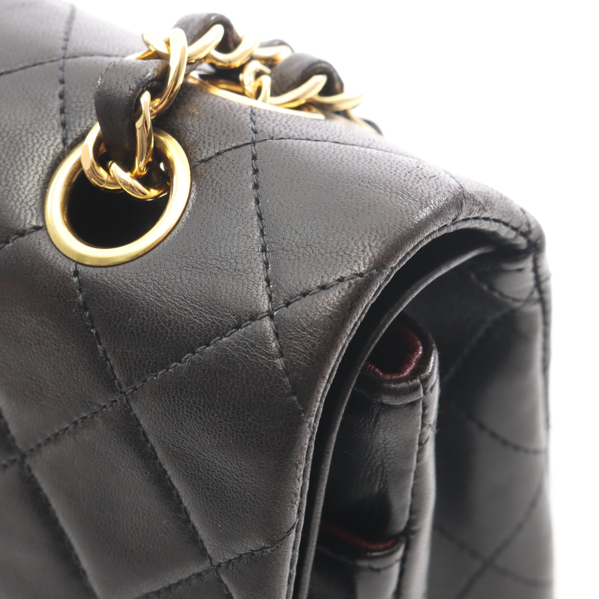 マトラッセ Wフラップ Wチェーンショルダーバッグ ラムスキン ブラック ゴールド金具 シャネル バッグ CHANEL