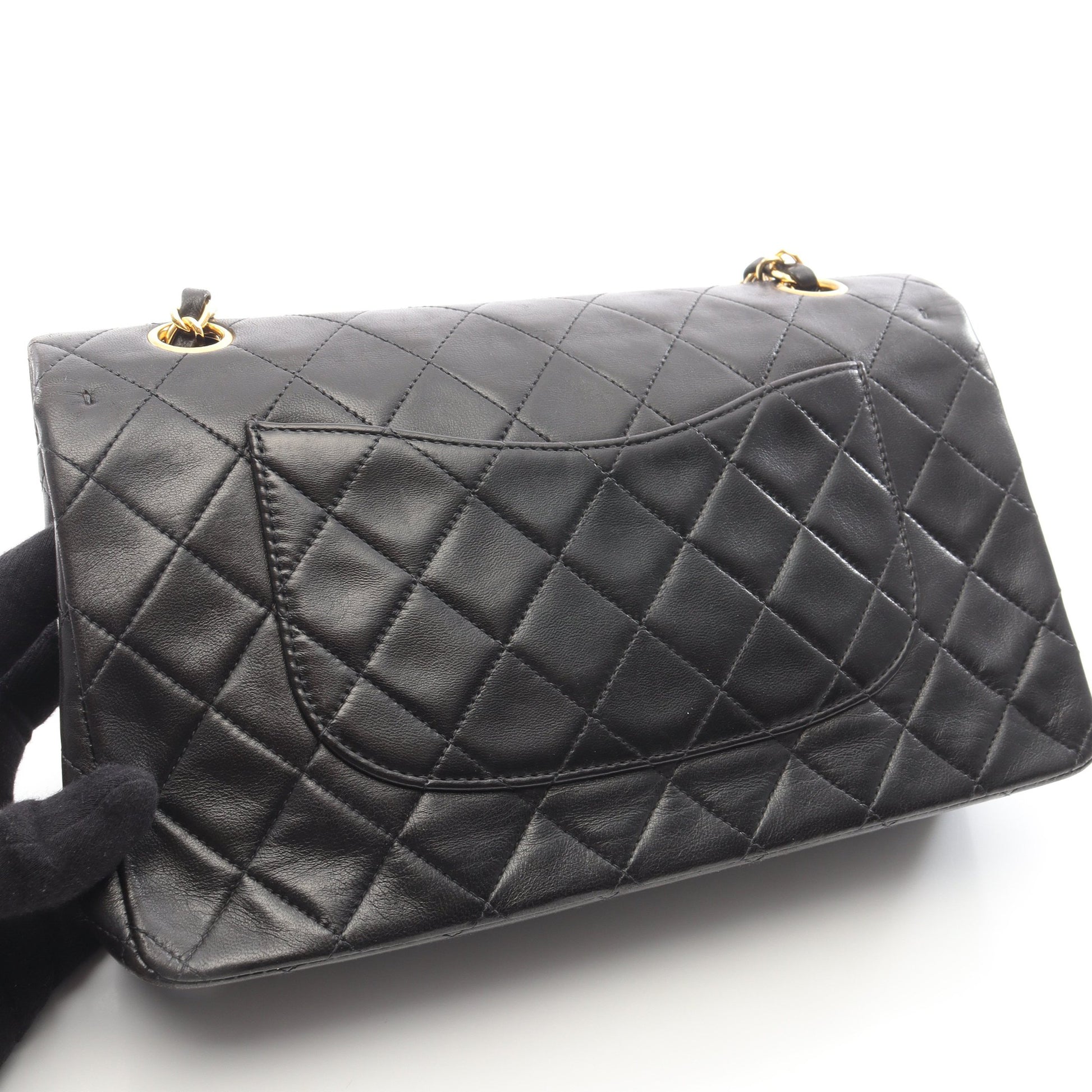 マトラッセ Wフラップ Wチェーンショルダーバッグ ラムスキン ブラック ゴールド金具 シャネル バッグ CHANEL