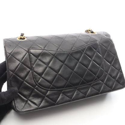 マトラッセ Wフラップ Wチェーンショルダーバッグ ラムスキン ブラック ゴールド金具 シャネル バッグ CHANEL