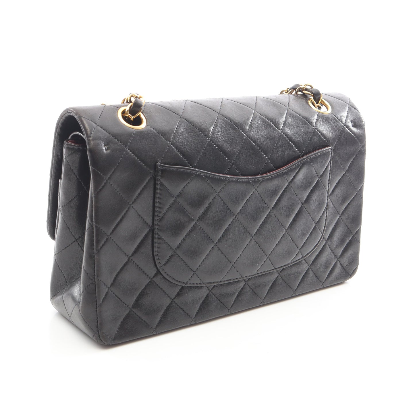 マトラッセ Wフラップ Wチェーンショルダーバッグ ラムスキン ブラック ゴールド金具 シャネル バッグ CHANEL