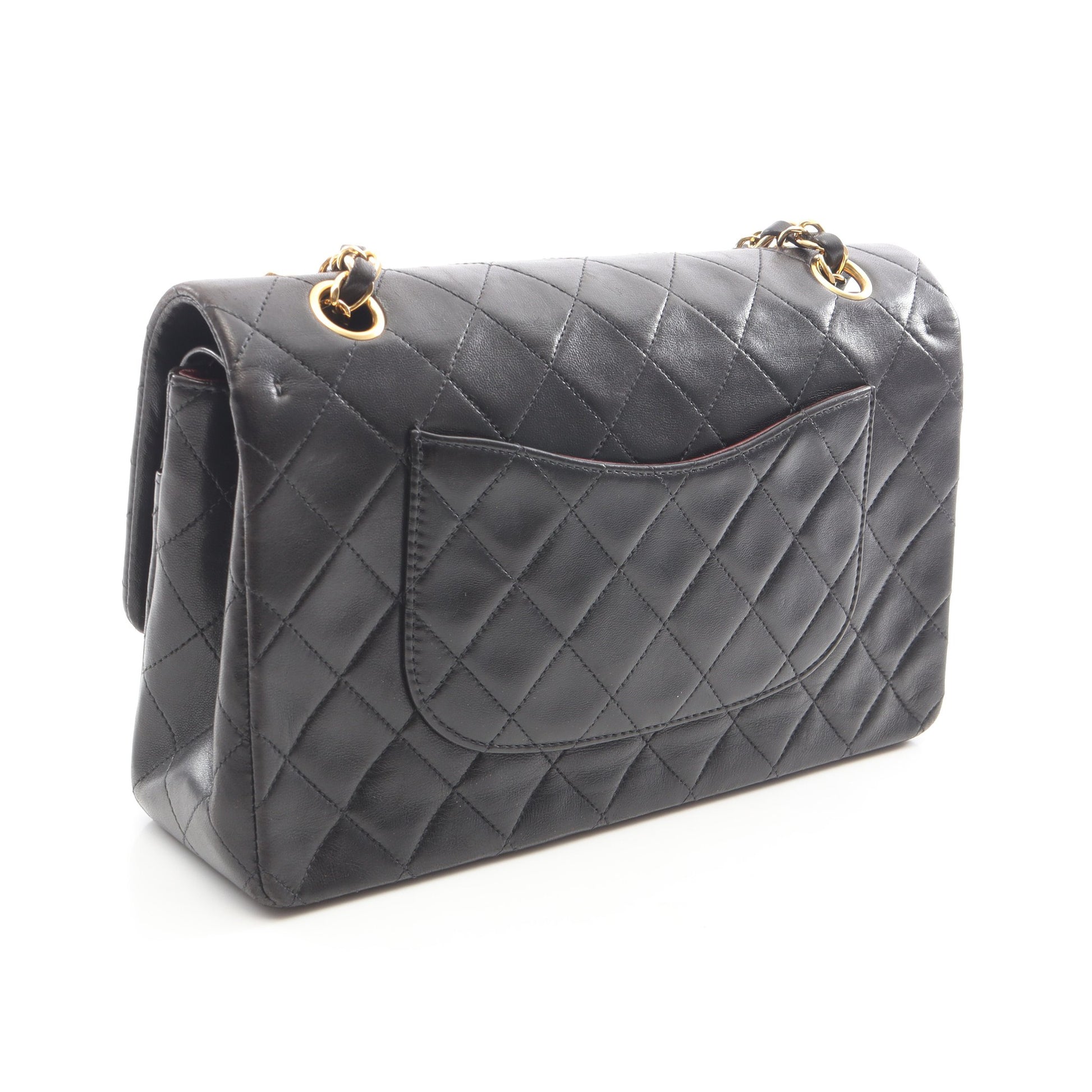 マトラッセ Wフラップ Wチェーンショルダーバッグ ラムスキン ブラック ゴールド金具 シャネル バッグ CHANEL