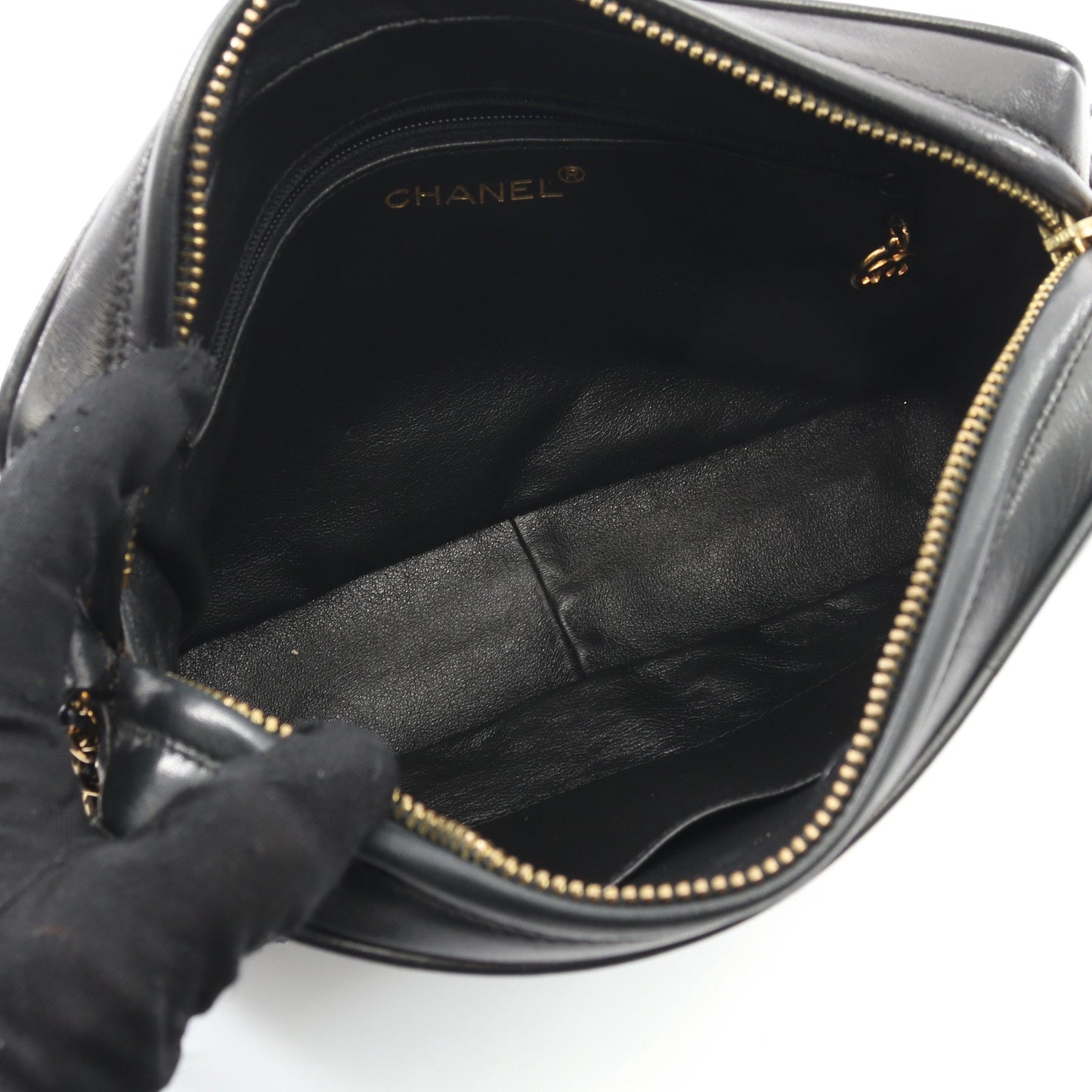 ダイヤステッチ チェーンショルダーバッグ ラムスキン ブラック ゴールド金具 タッセル ヴィンテージ シャネル バッグ CHANEL