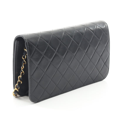 マトラッセ フルフラップ チェーンショルダーバッグ ラムスキン ブラック ゴールド金具 シャネル バッグ CHANEL