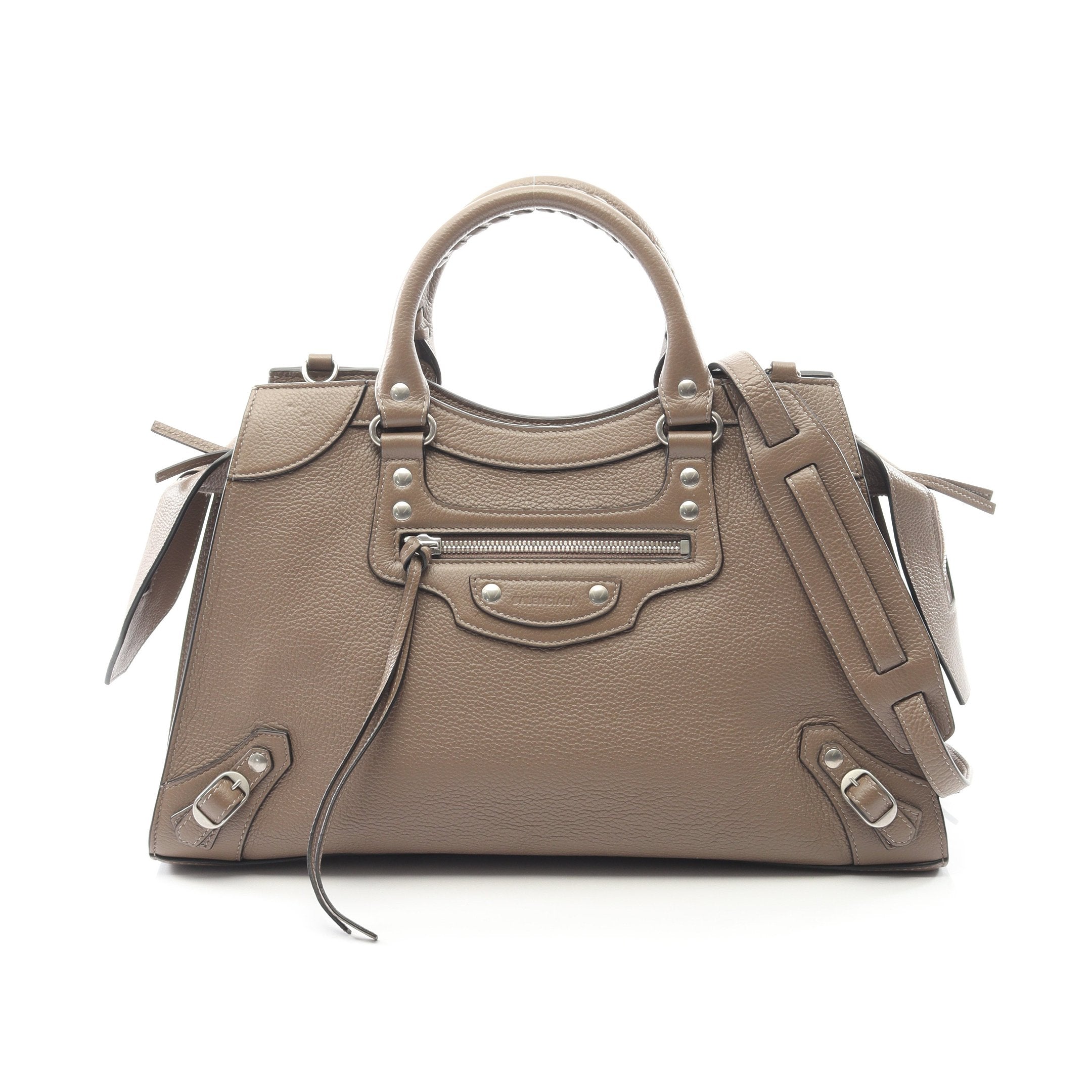 BALENCIAGA ハンドバッグ ベージュ/グレー ネオクラシック ハンドバッグ レザー グレーベージュ 2WAY
